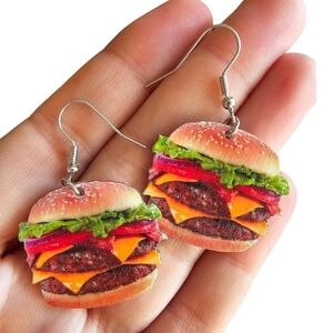 Silly cheeseburger earrings NWOT